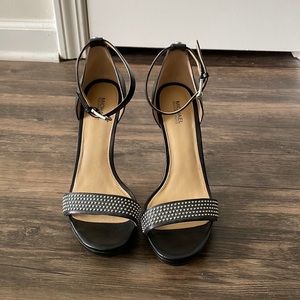 Michael by Michael Kors black leather studded ankle strap heel